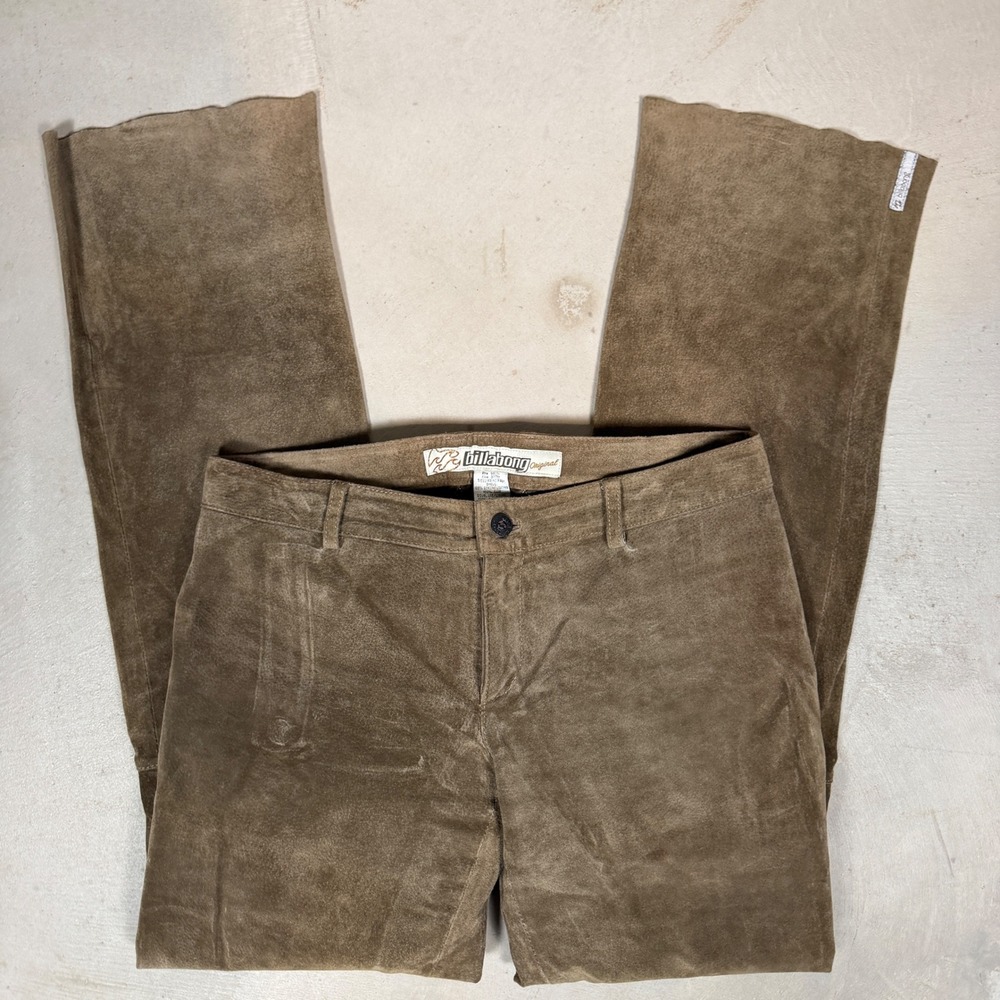 Billabong Original Womens Brown Genuine Suede‎ Leather Flare Pants Size 7
